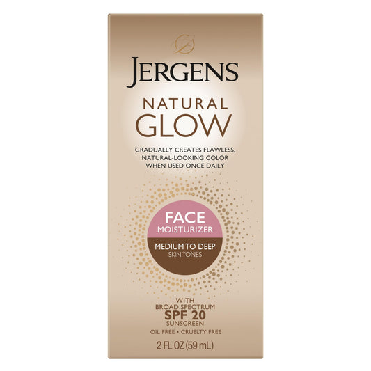 Jergens front packaging of face moisturizer showing tube and product name benefits