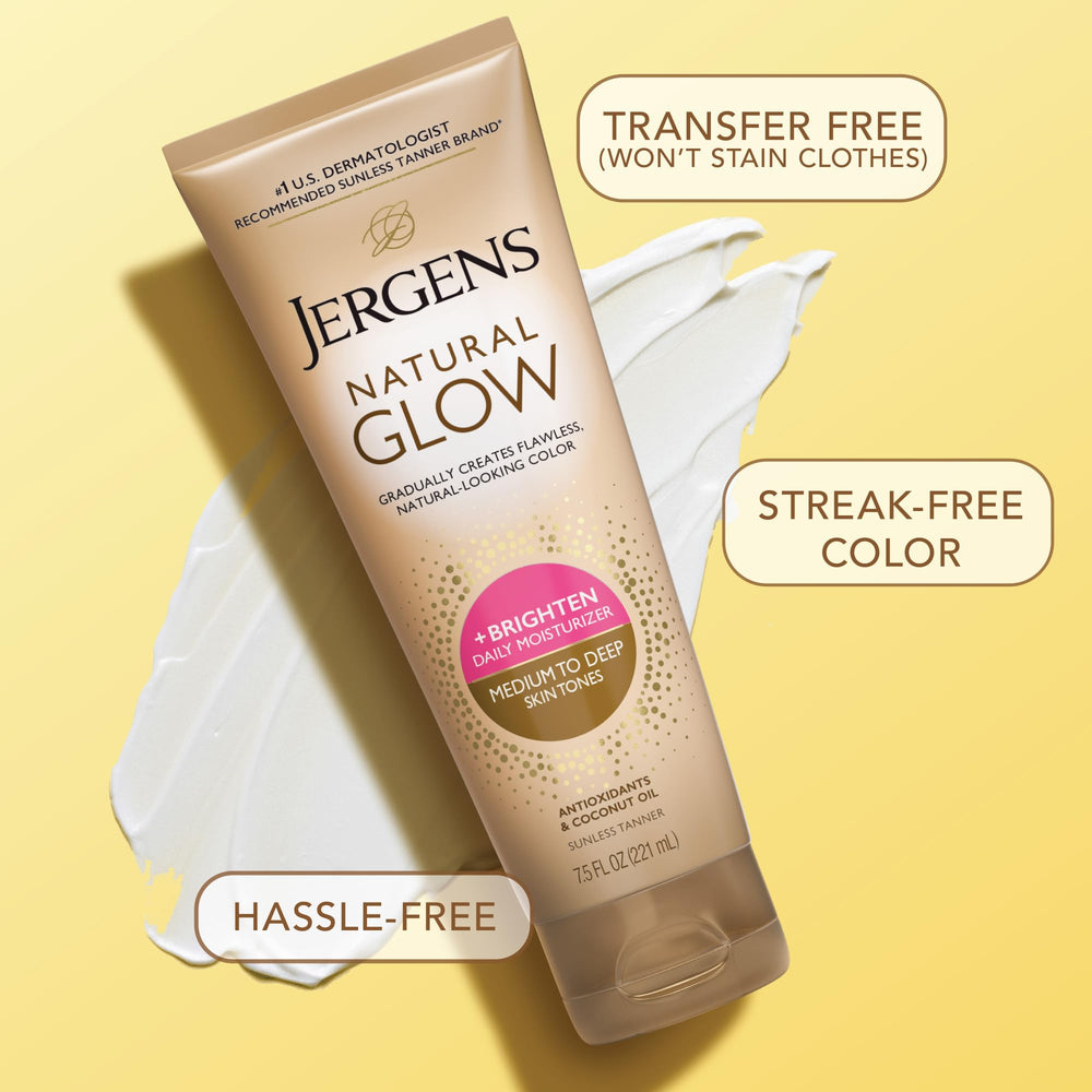 Jergens label close-up with directions, helps users apply correctly for best results