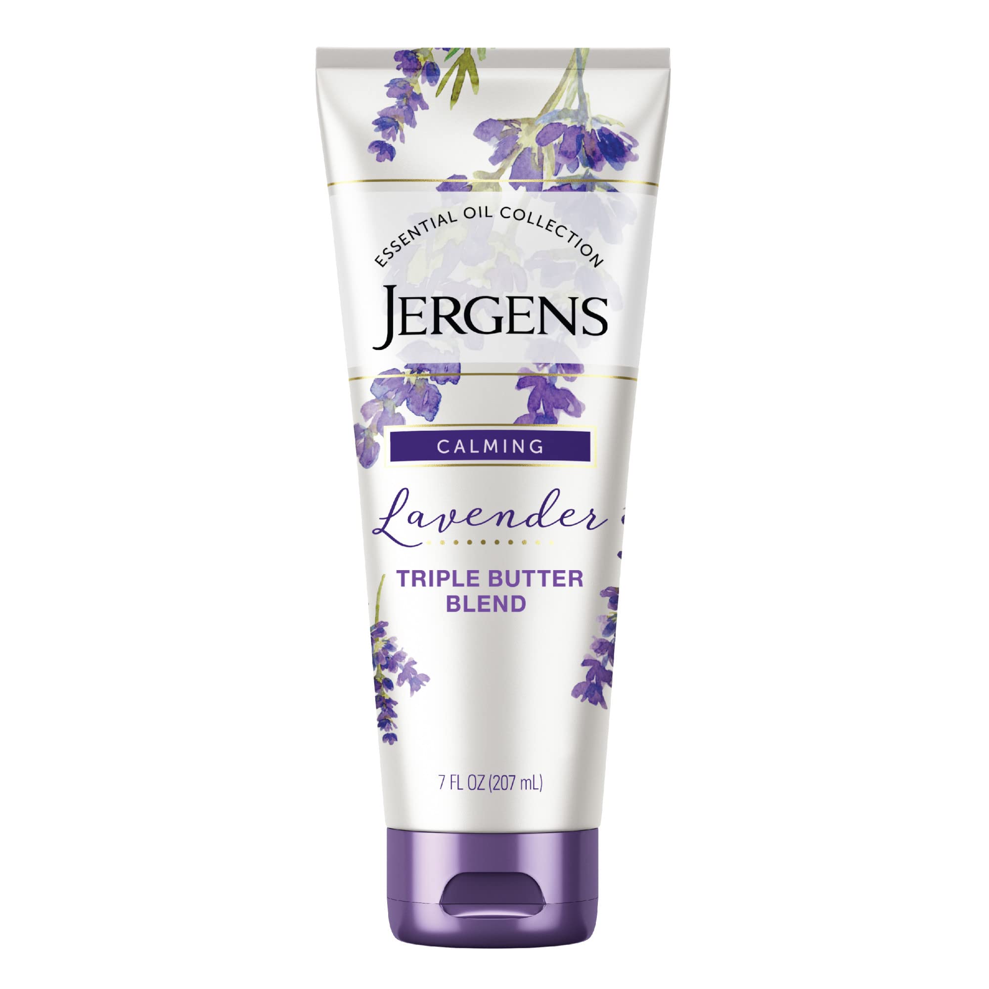 Jergens front tube showing lavender body butter for quick hydration