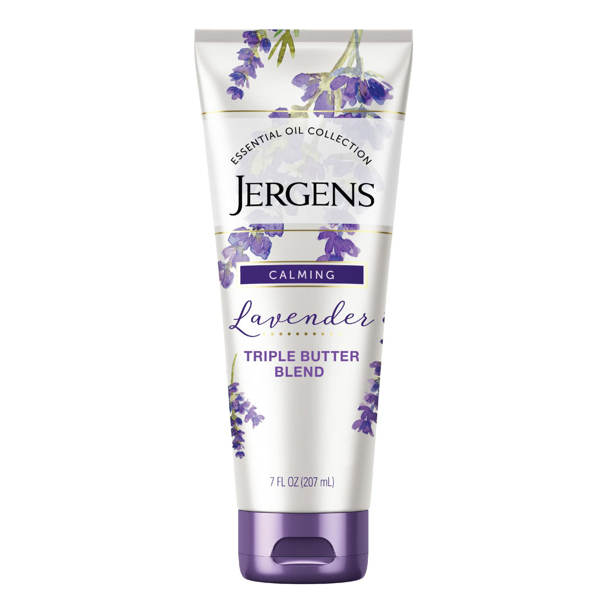 Jergens front tube showing lavender body butter for quick hydration