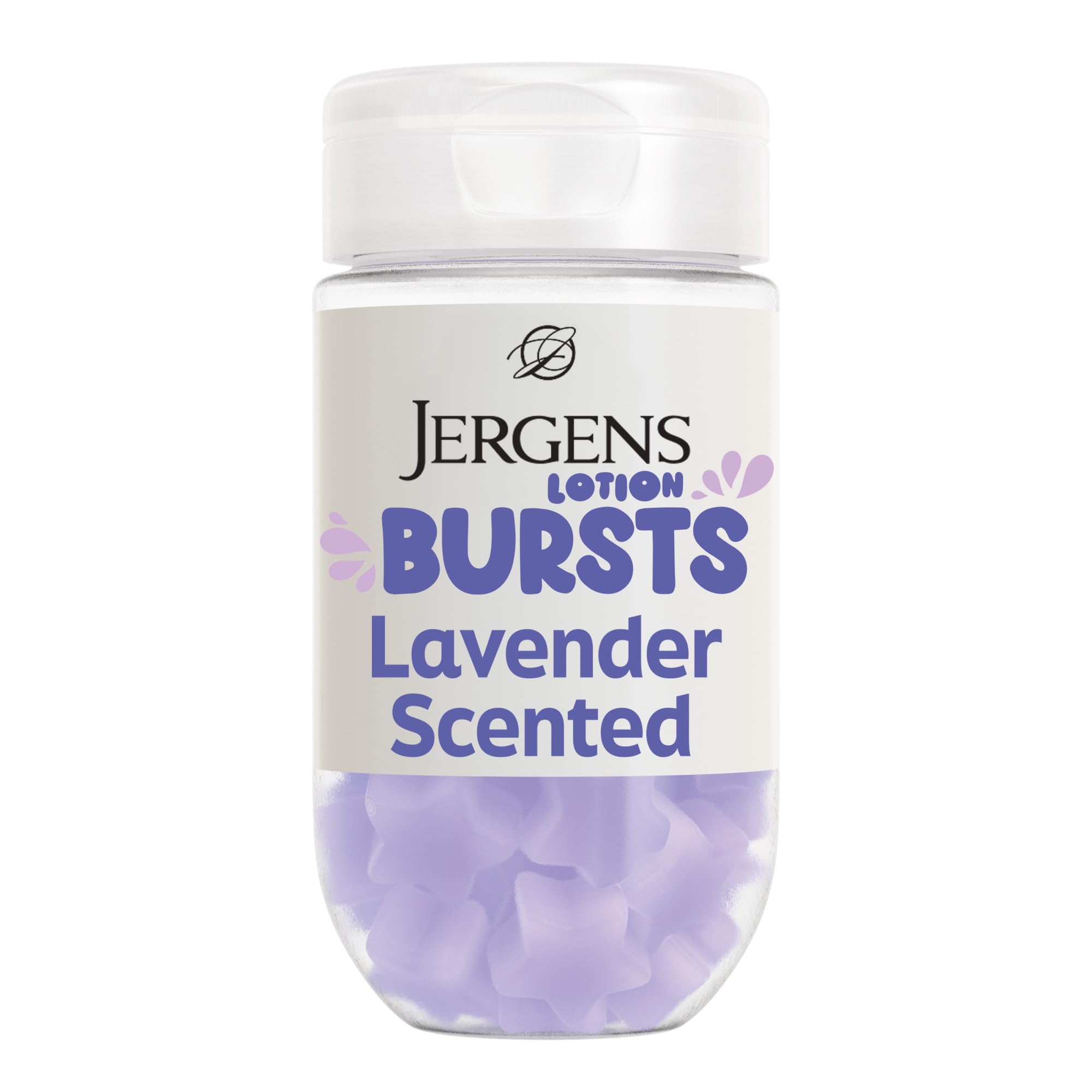 Jergens front packaging showing purple star bursts and benefits