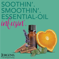 Jergens label details with ingredients and lavender scent benefit