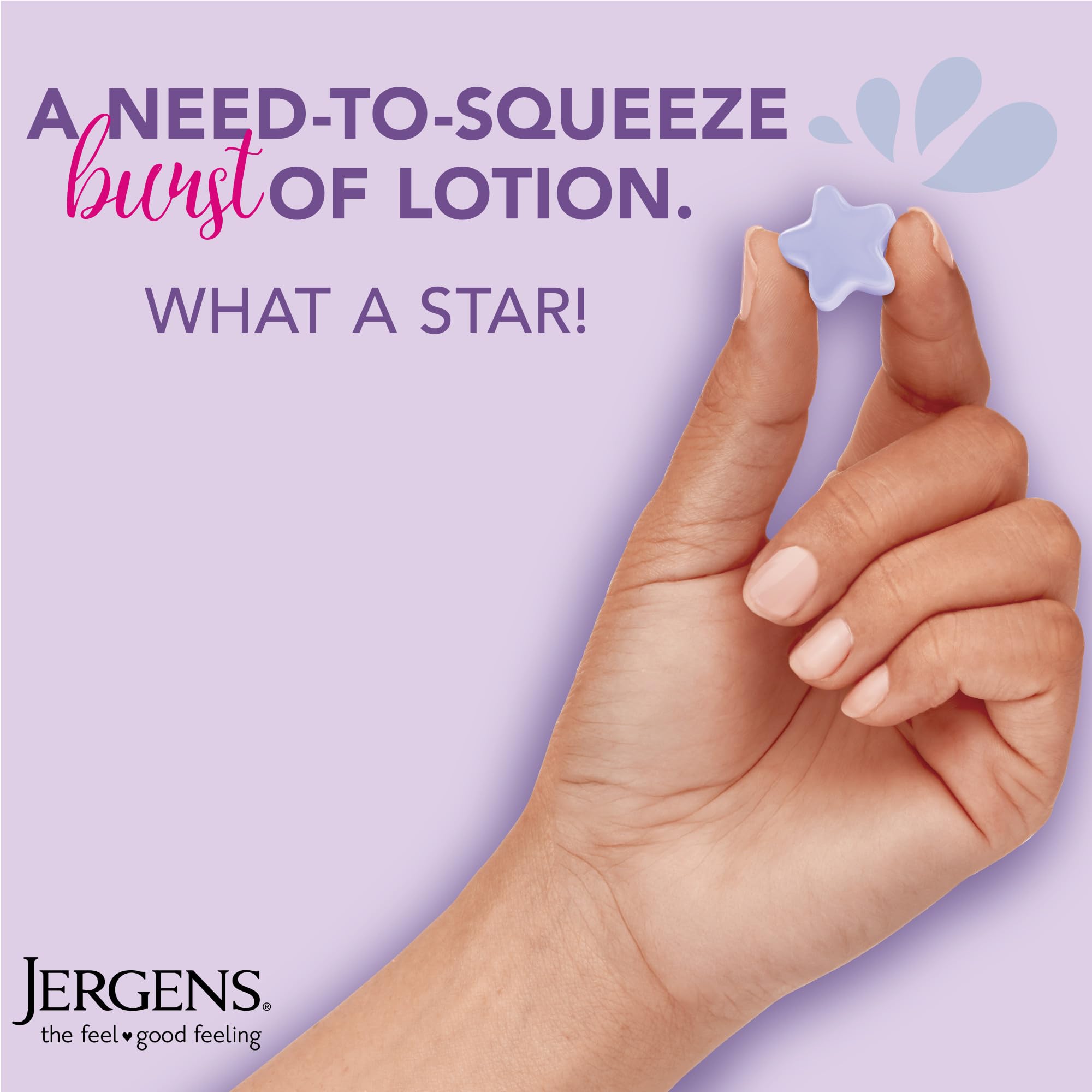 Close-up of a Jergens star burst texture ready to squeeze for hydration