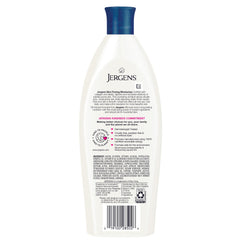 Jergens product label close-up showing ingredient highlights and dermatologist-tested assurance