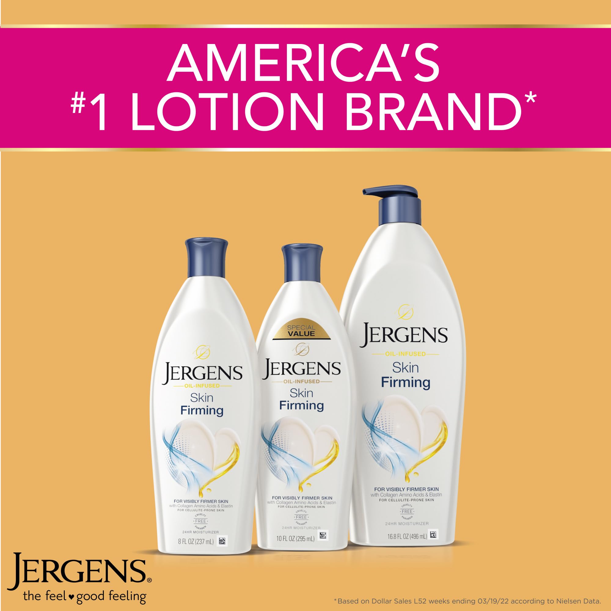 Jergens bottle held in hand for scale to show 16.8 oz size and easy daily use