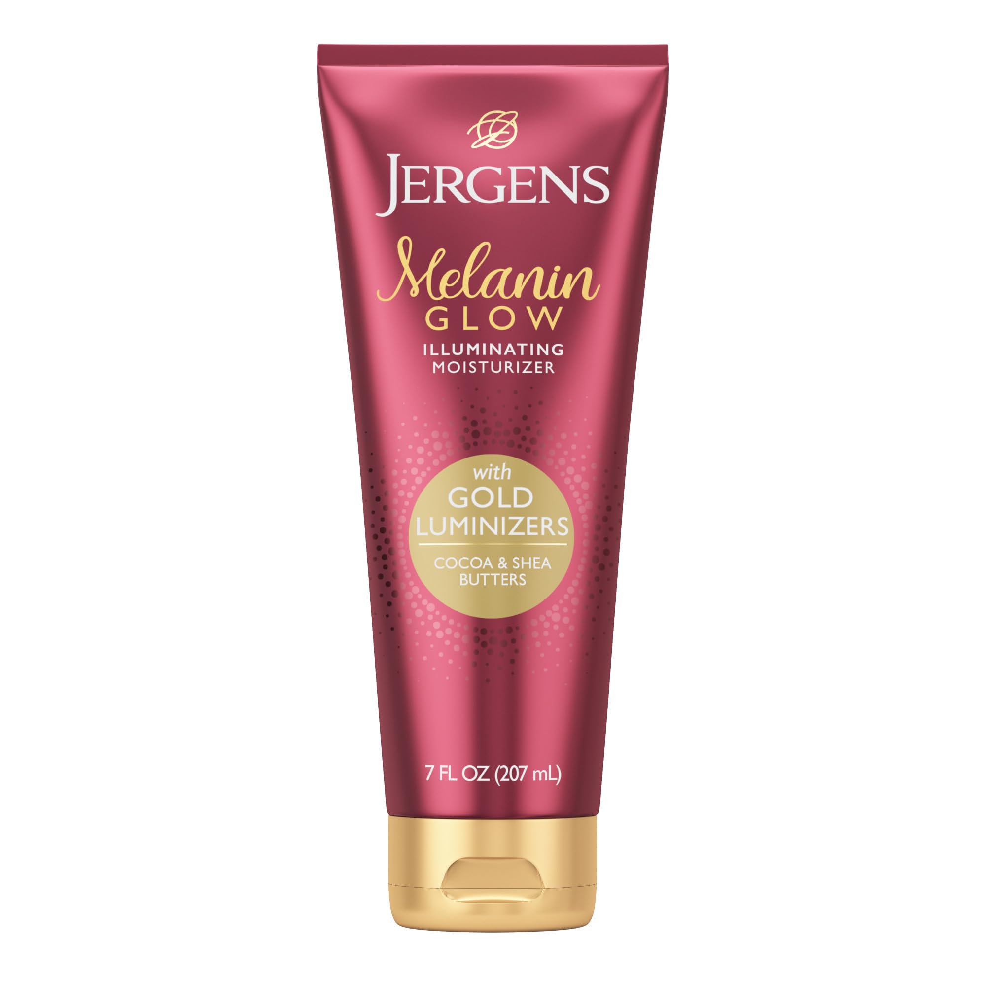 Jergens bottle front view showing product branding and glow