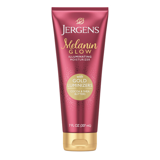 Jergens bottle front view showing product branding and glow