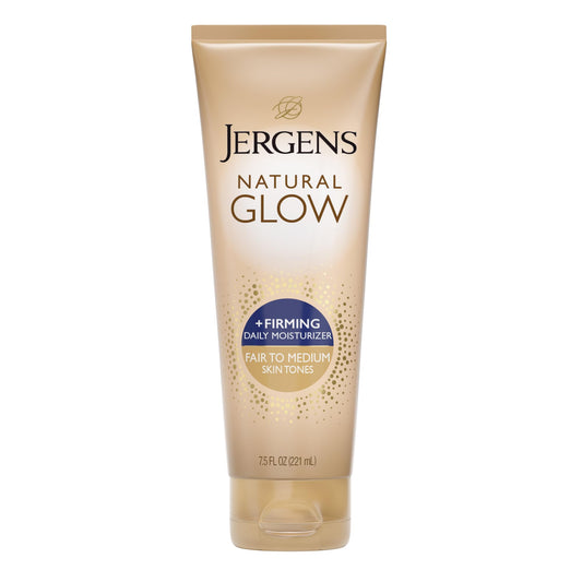 Jergens front packaging showing product and subtle tan benefit