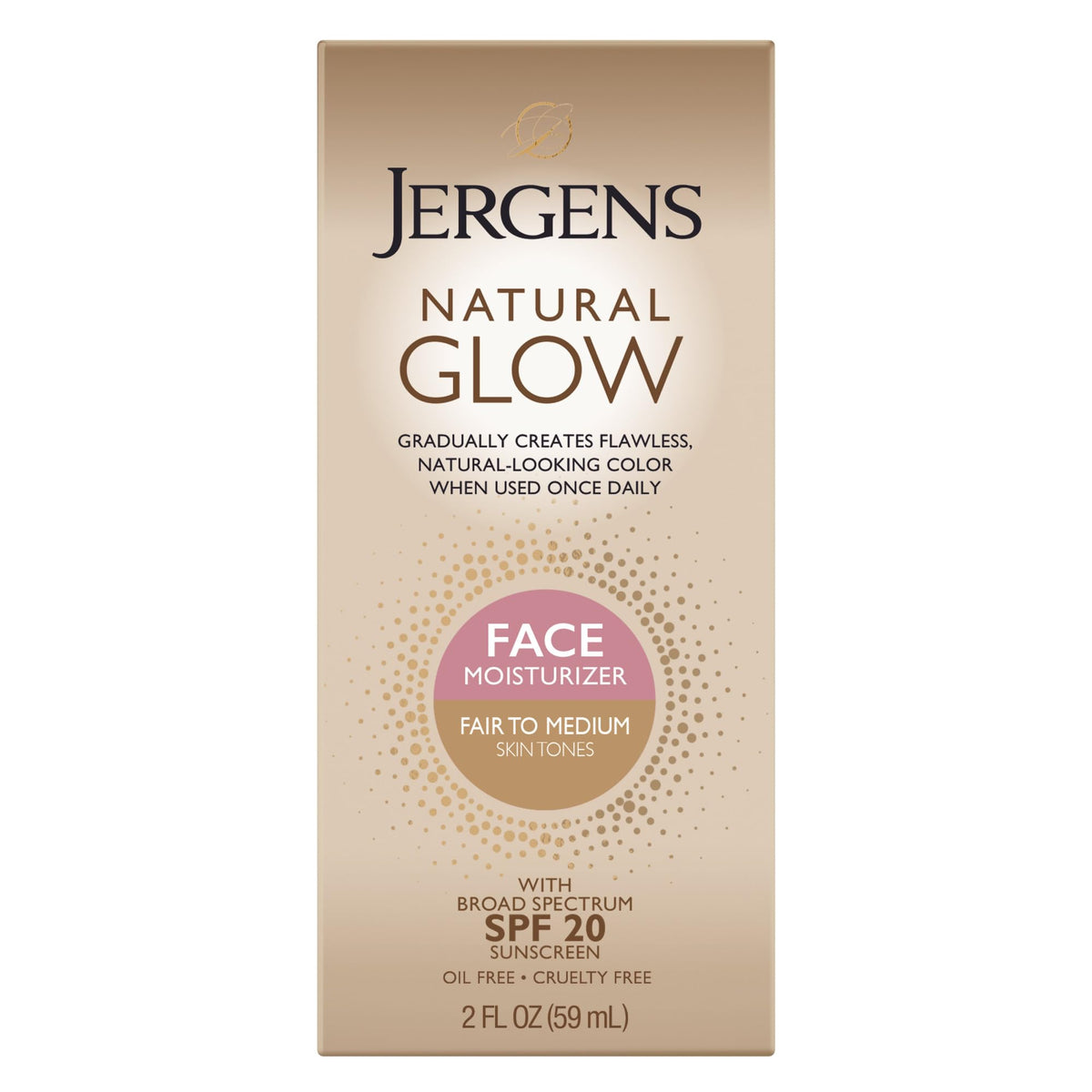 Jergens bottle front packaging showing SPF 20 and gradual color benefit