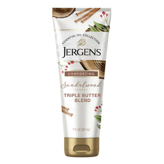 Jergens front packaging shows sandalwood scent and nourishing benefit