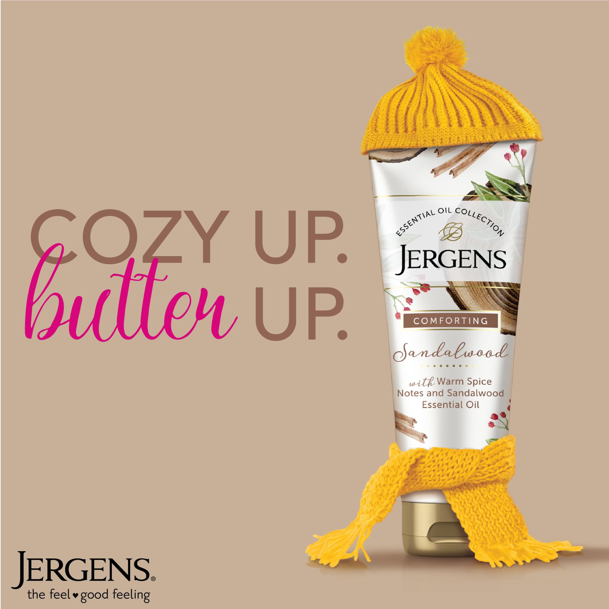 Jergens hand applying body butter to show smoothing and moisturizing effect