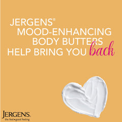 Jergens key ingredients shea cocoa mango butters displayed to show nourishing blend
