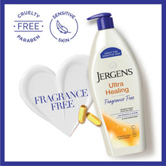Jergens label ingredient panel displaying HYDRALUCENCE and vitamin blend benefits