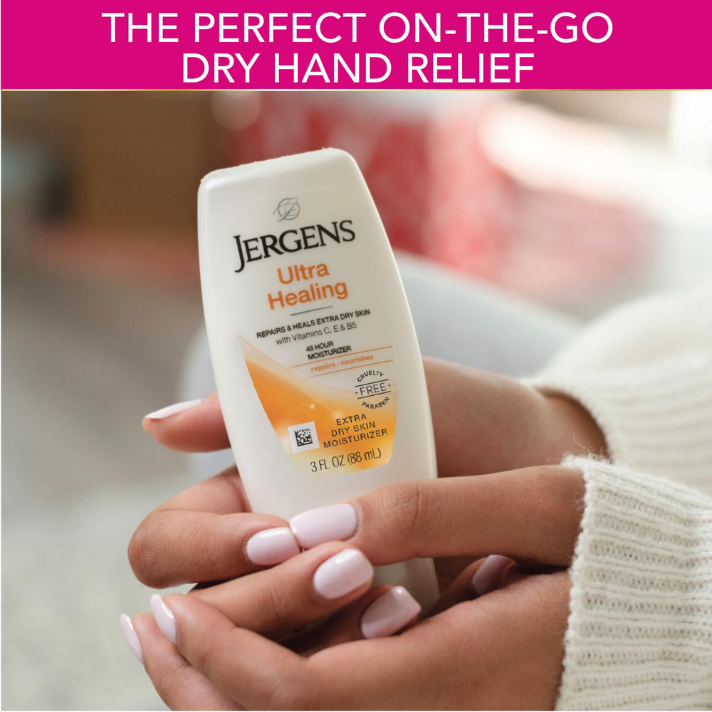 Jergens cap and tube detail emphasizing easy-open dispensing for quick application