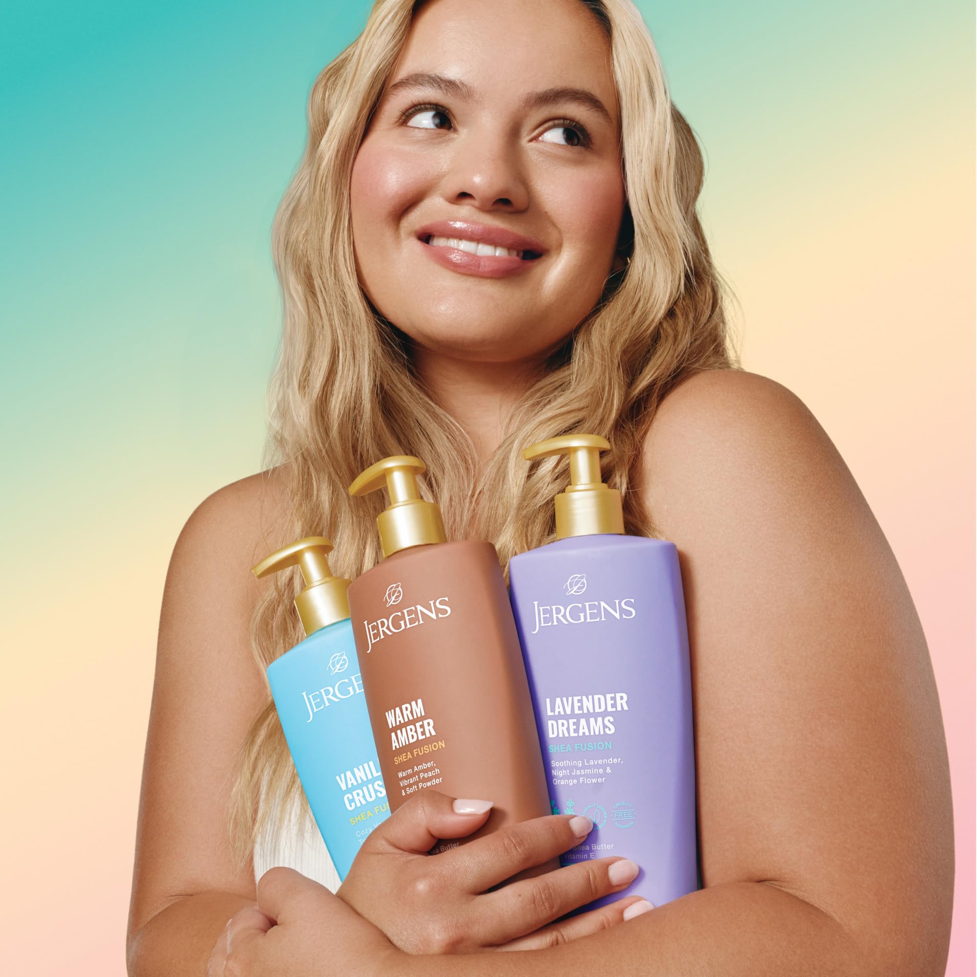 Jergens lotion on bathroom shelf evoking daily routine and cozy scent