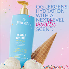 Jergens lotion texture close-up showing creamy shea-rich hydration