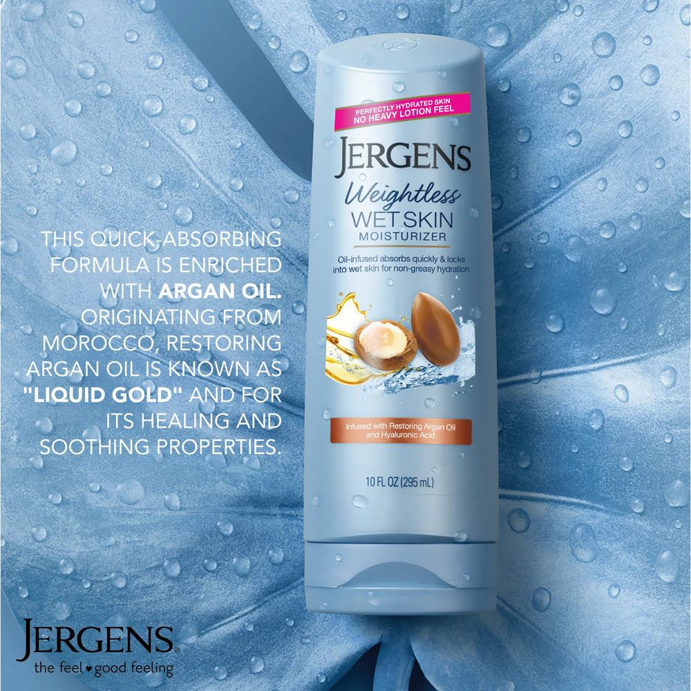 Jergens pump dispenser close-up highlighting convenient, controlled application benefit