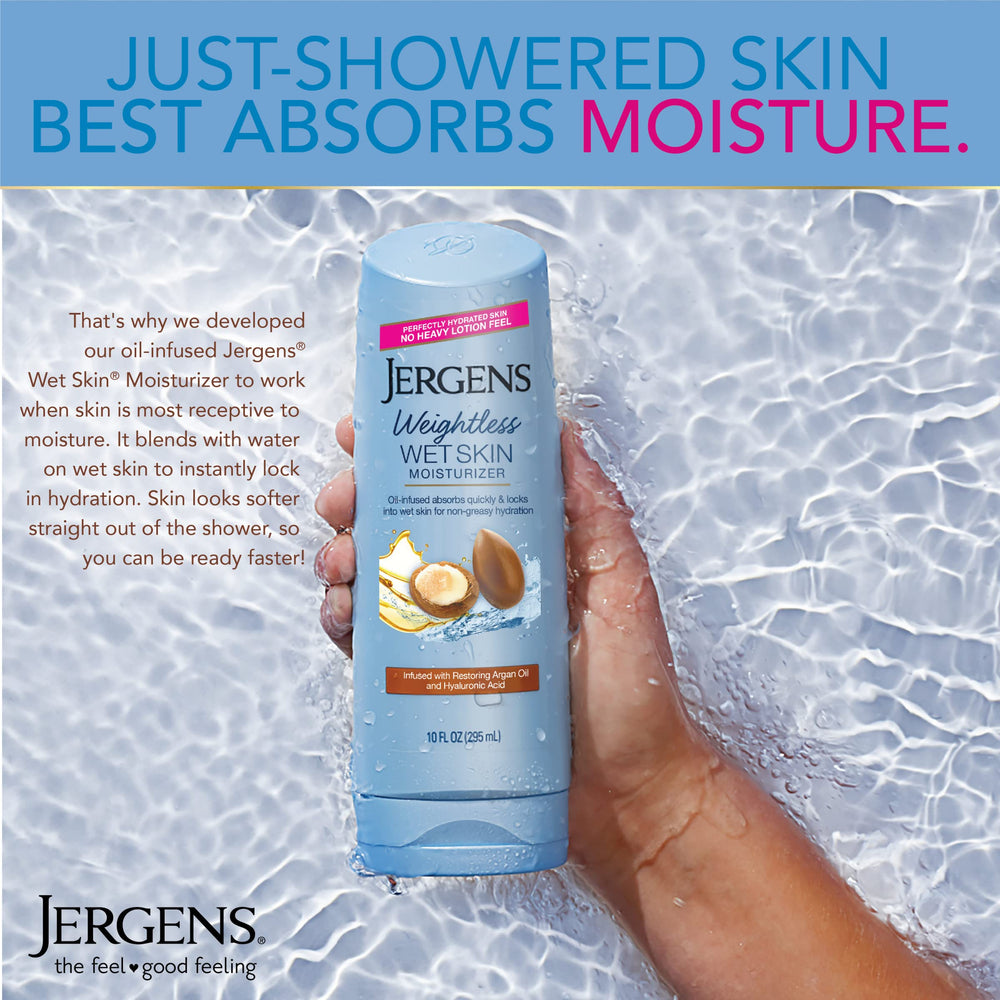 Jergens bottle beside ruler showing 10 ounce scale for accurate size and value benefit