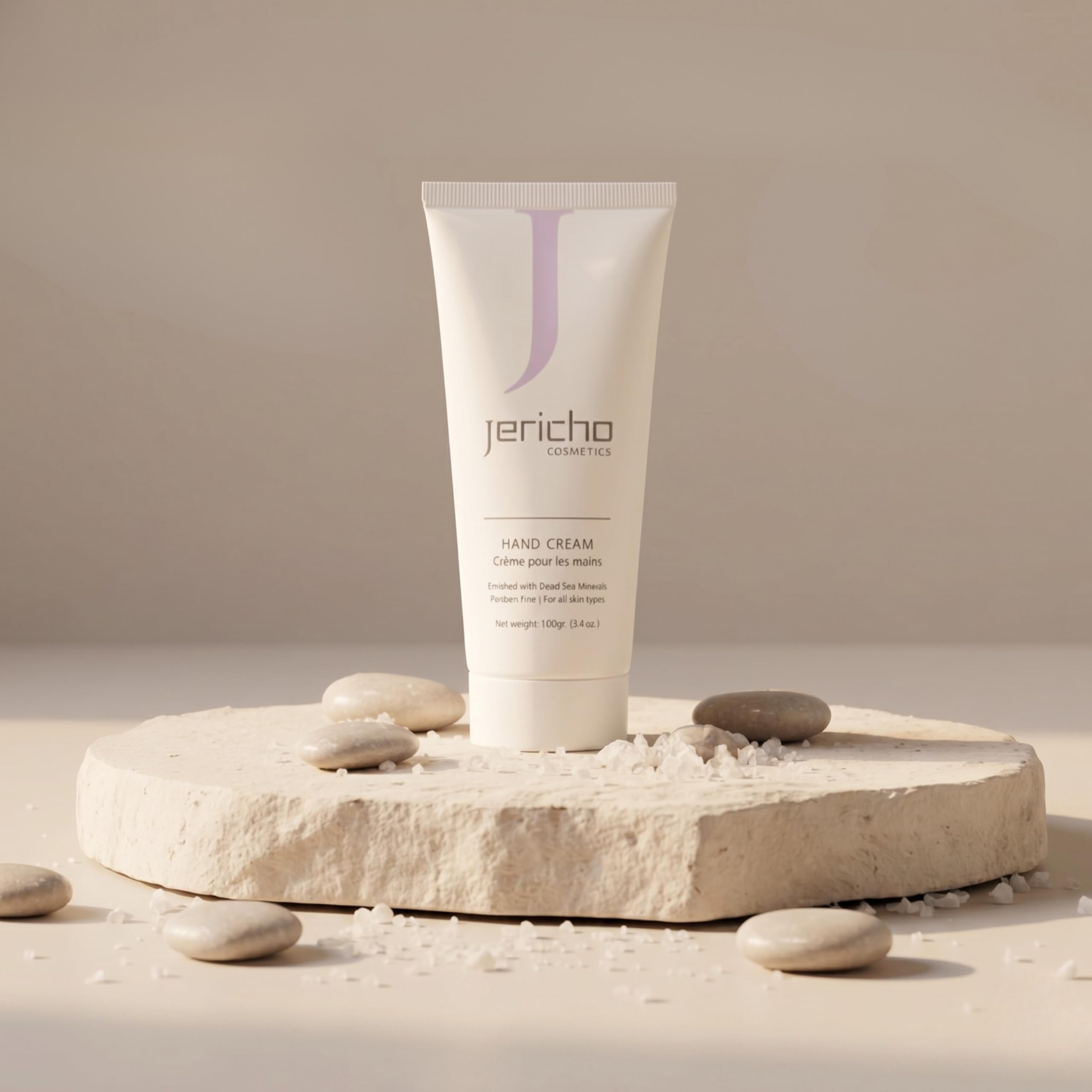 Jericho tube on bathroom counter suggests daily hand care convenience