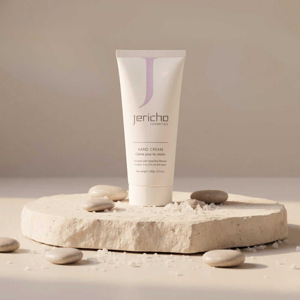 Jericho tube on bathroom counter suggests daily hand care convenience