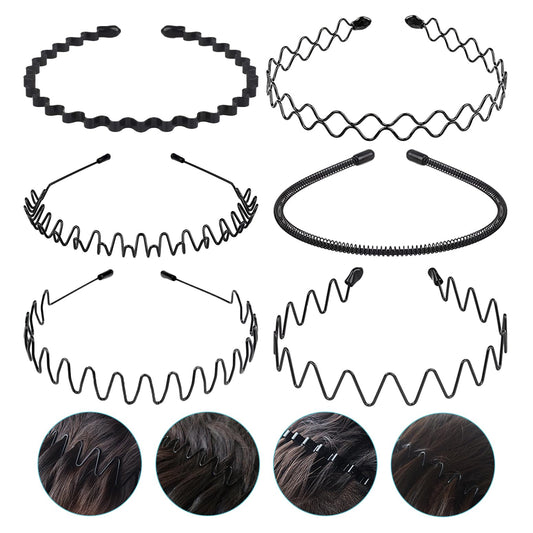 JERLITU front view of six-pack metal headbands showing neat compact package and convenience