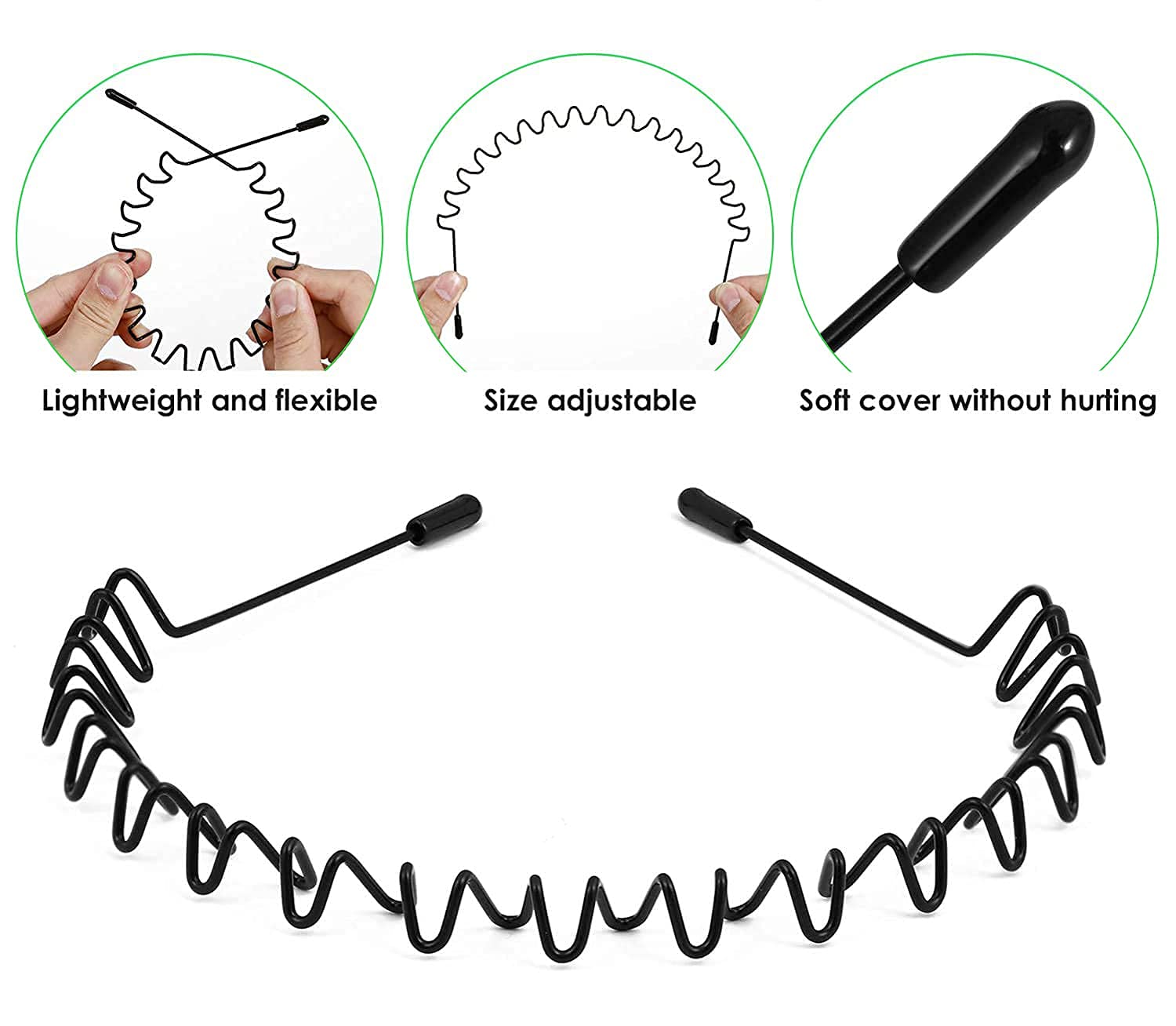 JERLITU headband beside ruler showing adjustable 18–24 inch fit benefit
