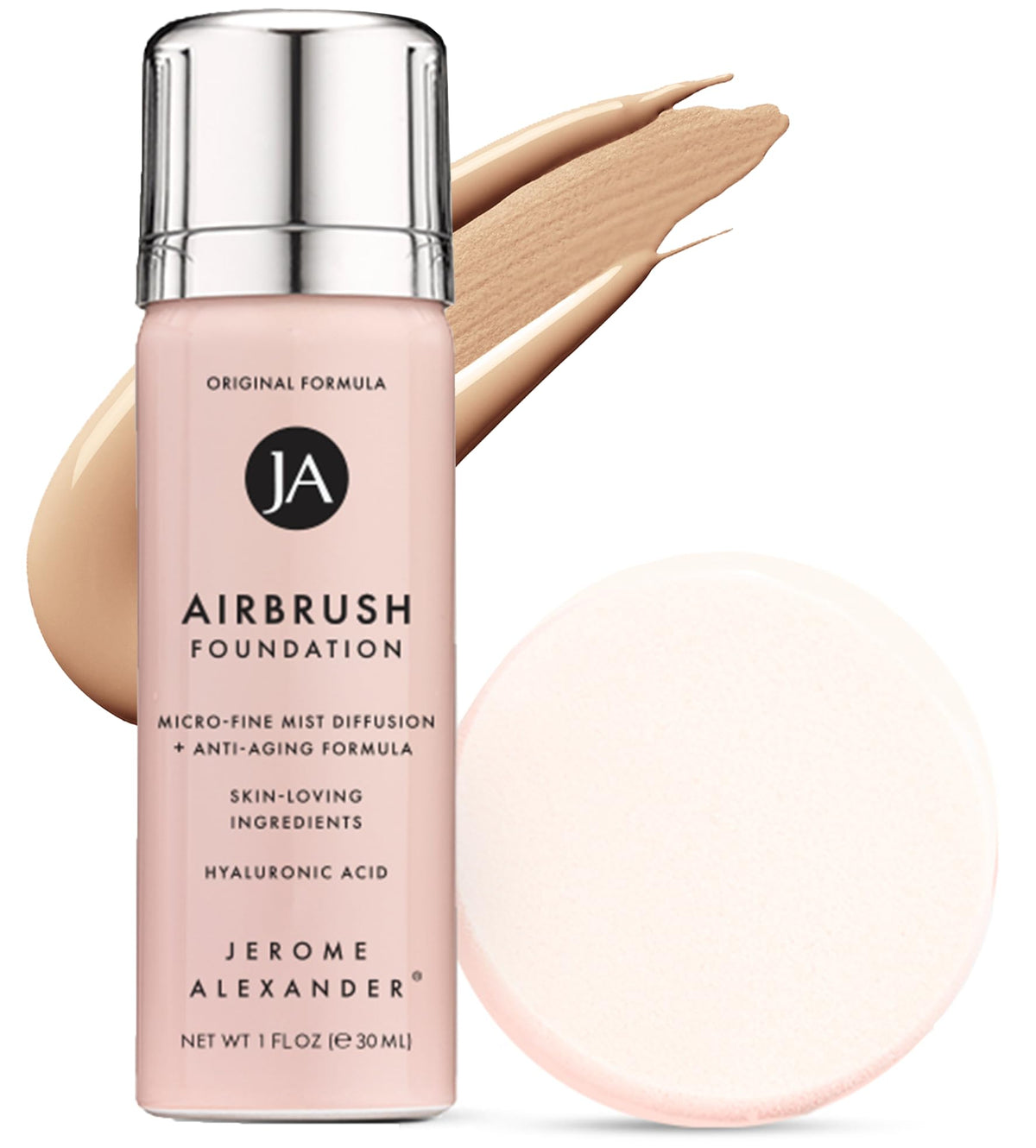Jerome Alexander front packaging shows compact travel-friendly foundation