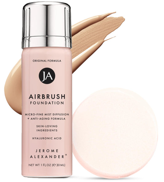 Jerome Alexander front packaging shows compact travel-friendly foundation