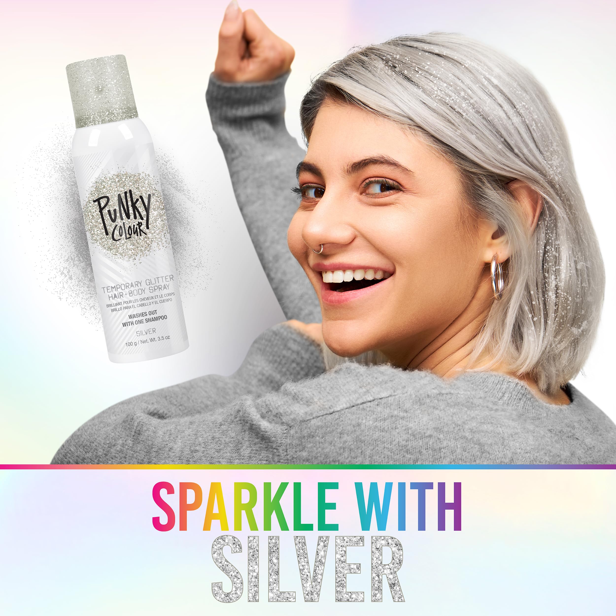 Jerome Russell Punky glitter applied on hair close-up showing reflective shimmer