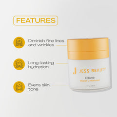 JESS BEAUTY pump dispensing cream highlighting easy application and hygienic packaging benefit