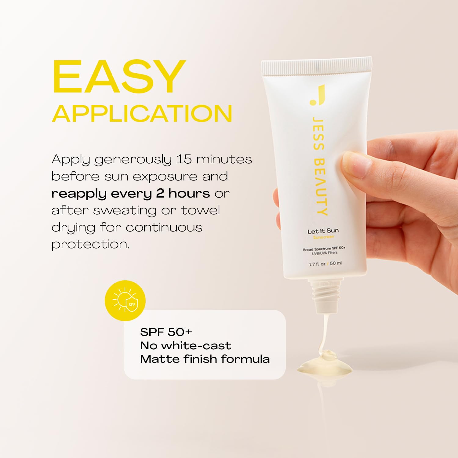 JESS BEAUTY ingredients label detail highlighting green tea, aloe, and squalane