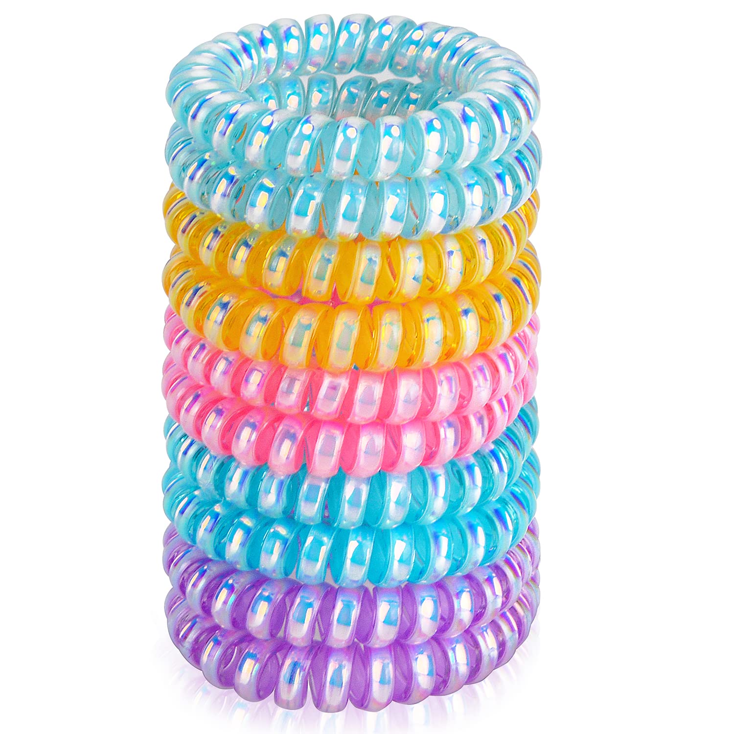 JessLab front packaging showing 10 colorful spiral hair ties and benefits