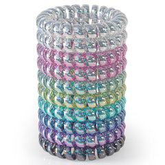 JessLab front packaging shows 10 assorted spiral hair ties and benefits