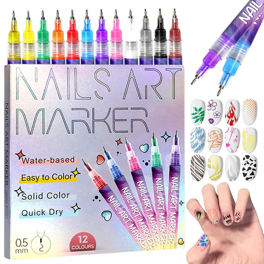 JETAOYA front packaging showing all 12 vibrant nail art pens and benefits