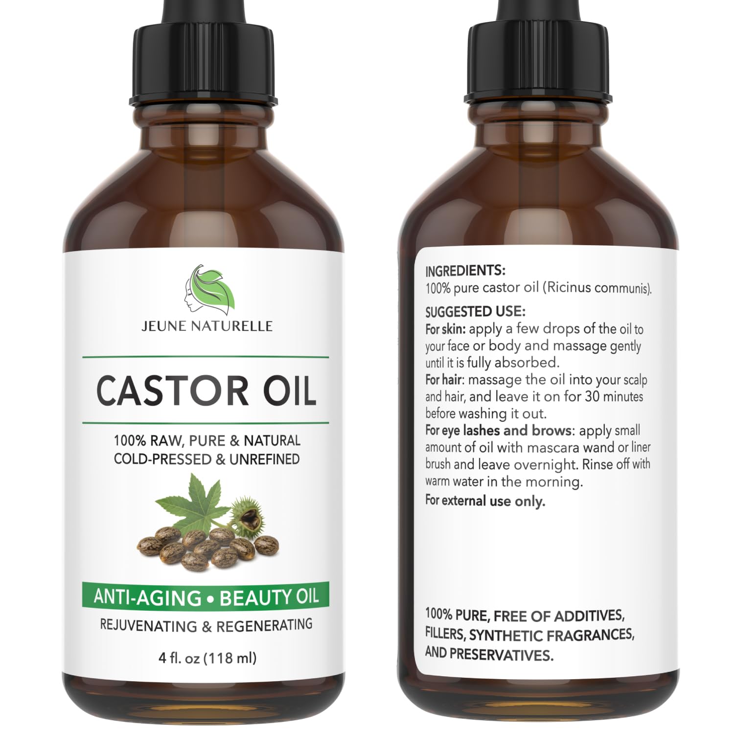 Jeune Naturelle castor oil close-up texture on hand demonstrating rich hydration benefit