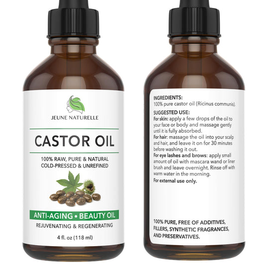 Jeune Naturelle castor oil close-up texture on hand demonstrating rich hydration benefit