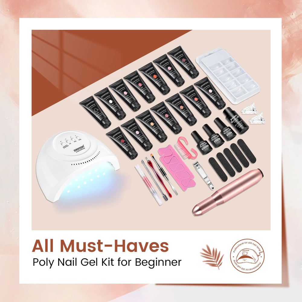 JEWHITENY 14 poly gel colors displayed to inspire varied nail looks