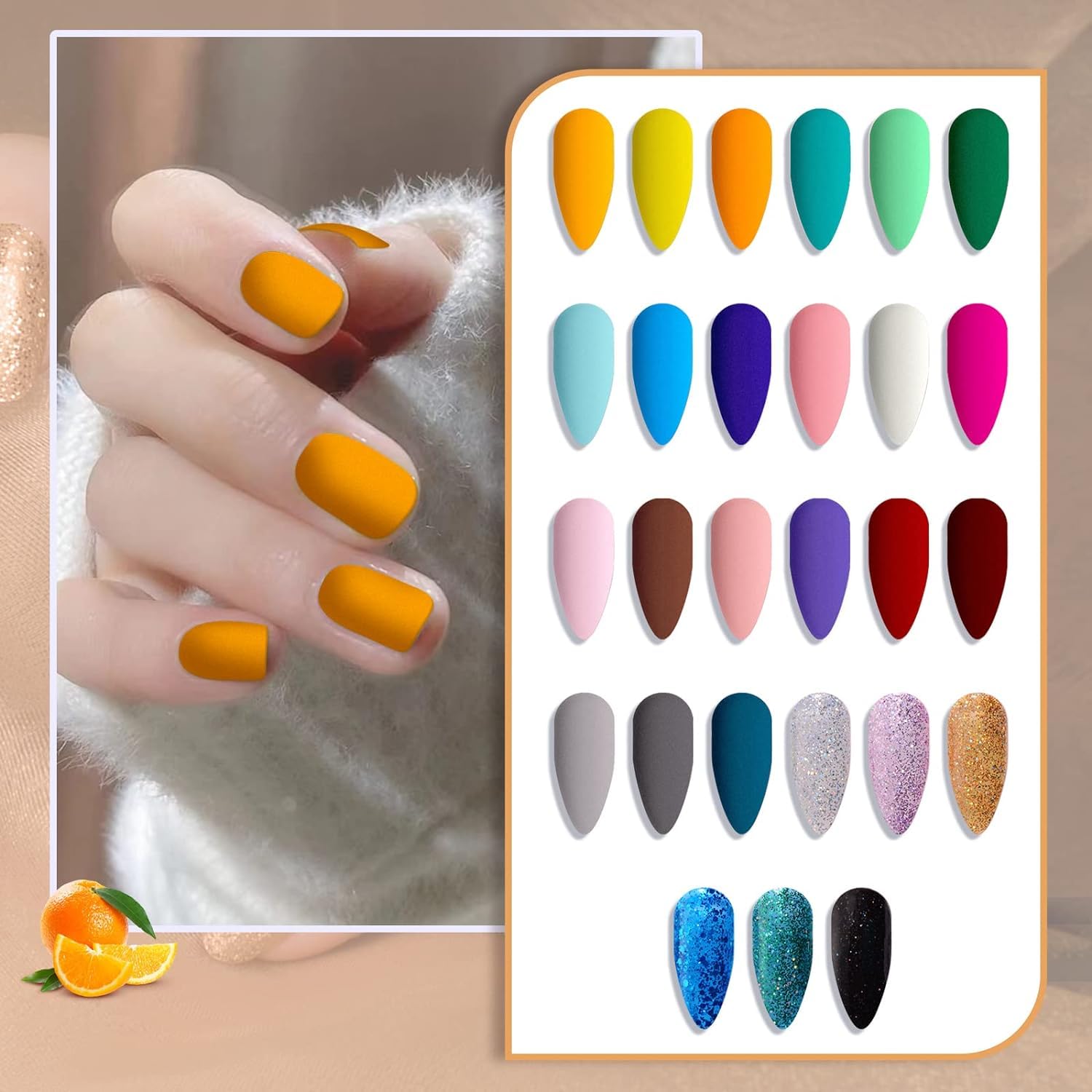 JEWHITENY fan of colorful bottles laid flat to display the full shade range and choices