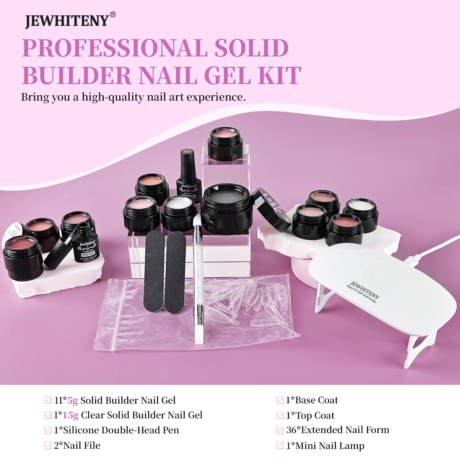 JEWHITENY colorful gel pots arranged to display 11 vibrant shades and variety