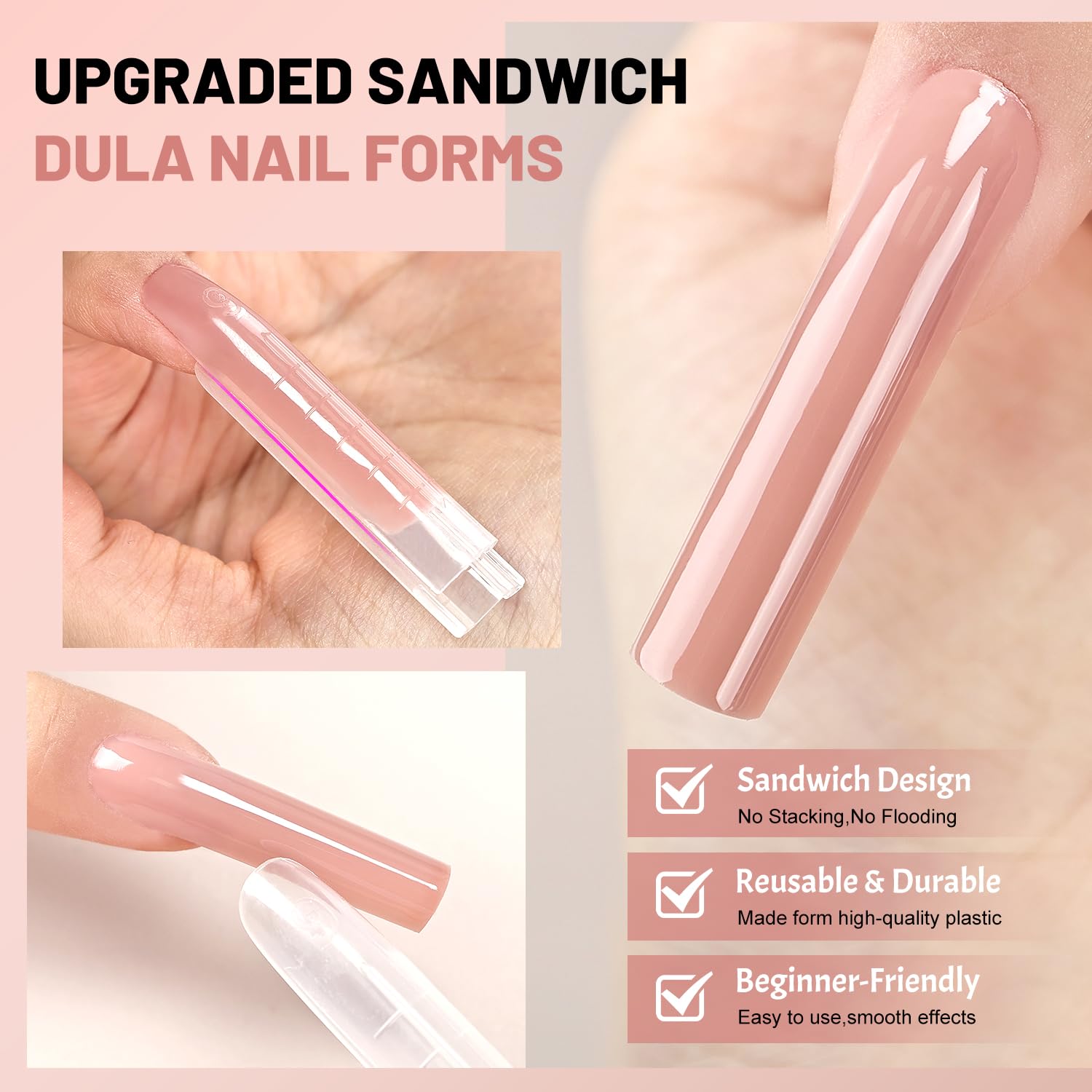 JEWHITENY demolded long-square nail extensions demonstrating smooth finish benefit