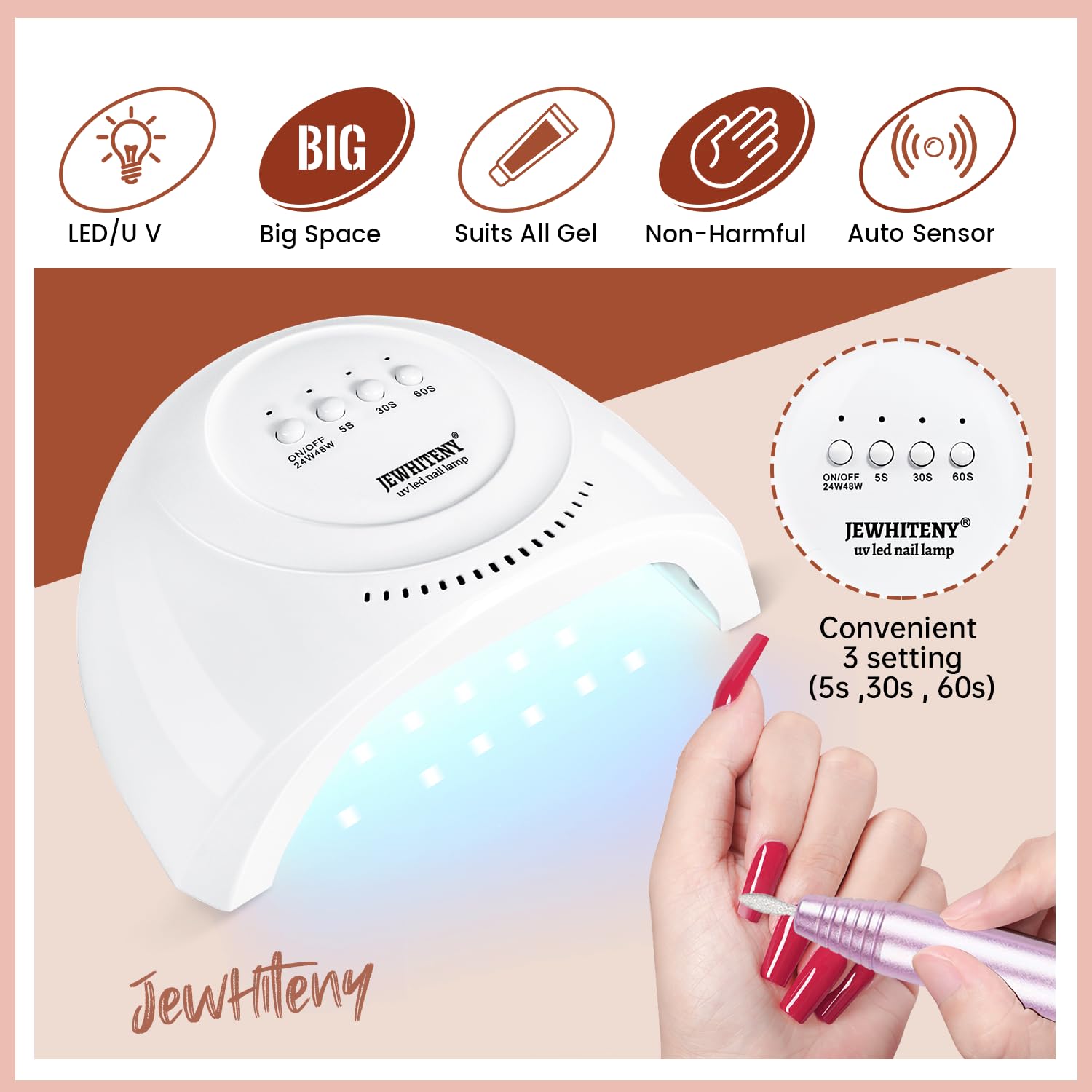 JEWHITENY dual nail forms array showing multiple sizes for custom fit