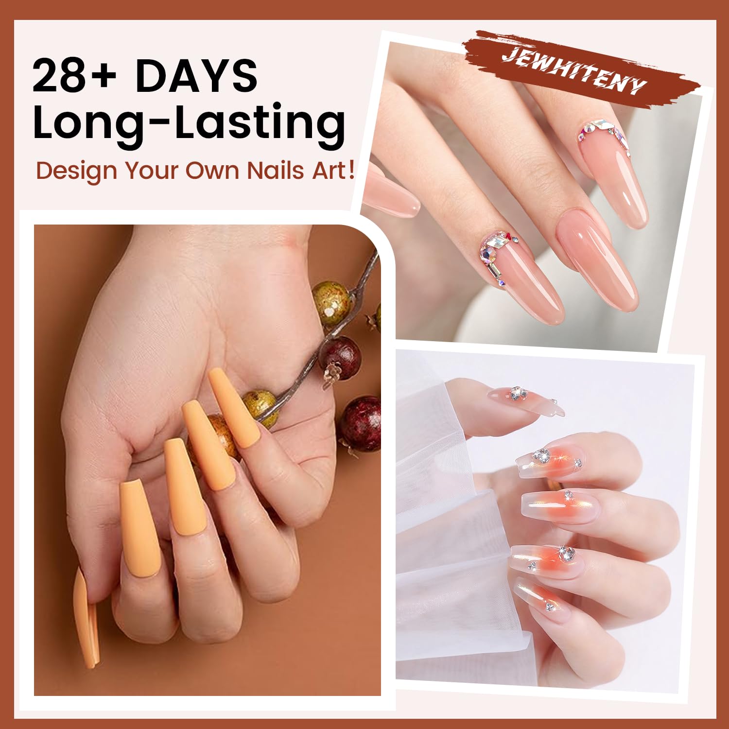 JEWHITENY finished nails in everyday setting showing salon-quality results
