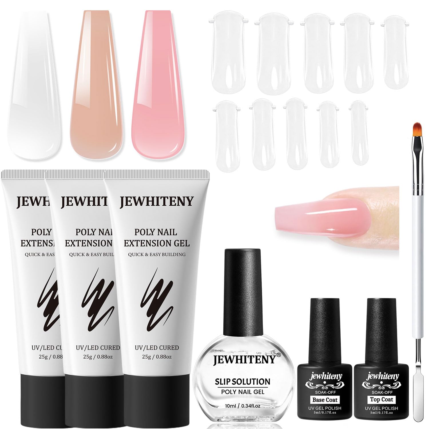 JEWHITENY kit front view showing all components for convenient home manicure