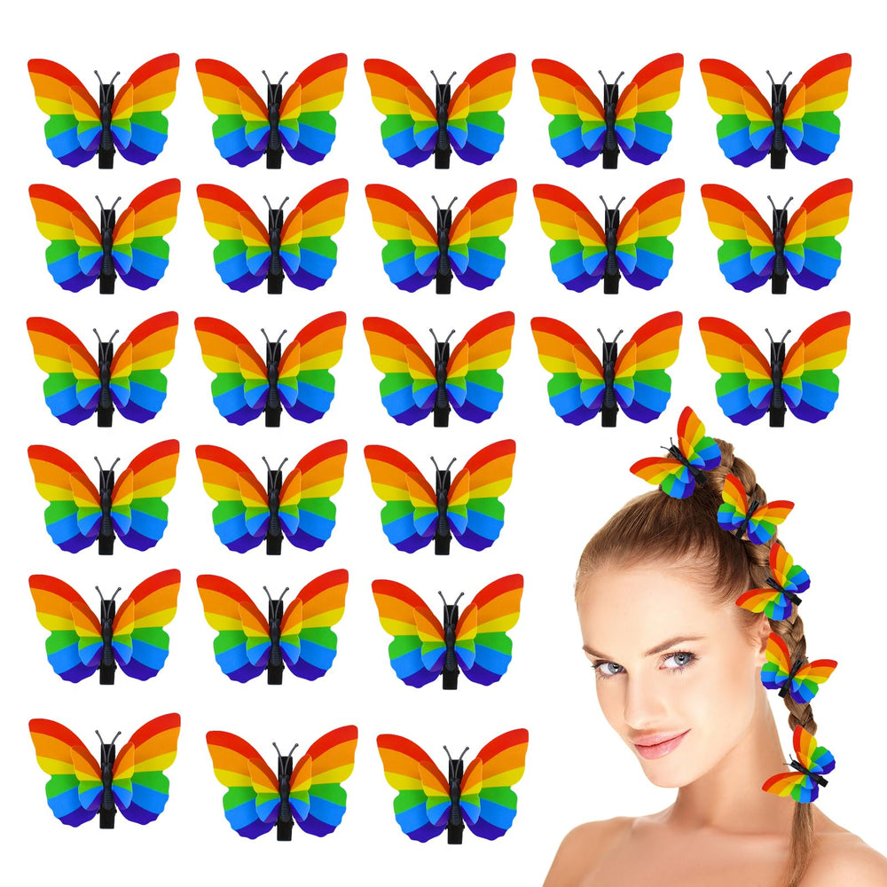 Jeyeou rainbow butterfly clips front view showing vibrant colors and quantity benefit