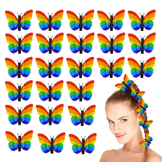 Jeyeou rainbow butterfly clips front view showing vibrant colors and quantity benefit