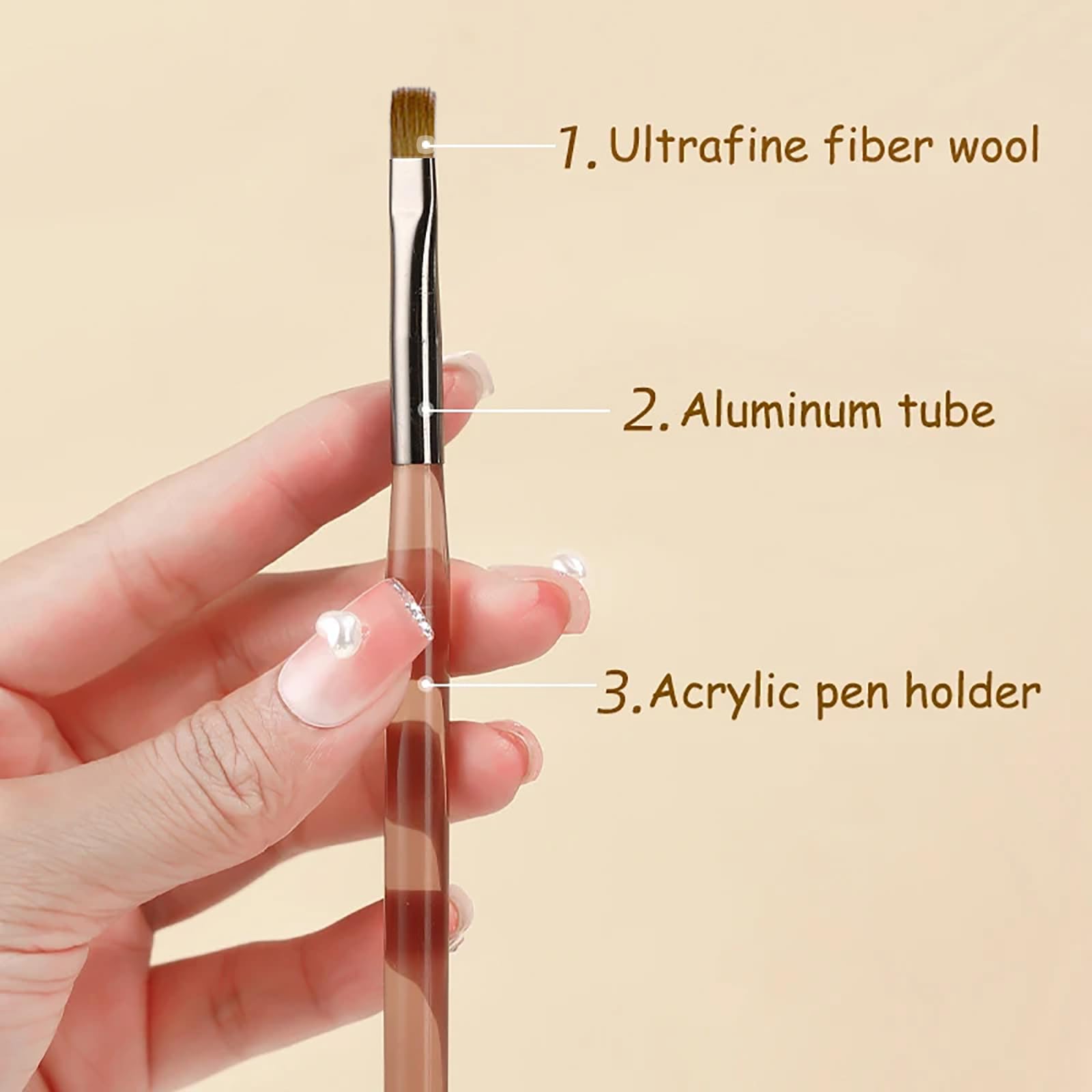 JFIYUOMCI brush next to fingers showing compact size and travel-ready convenience