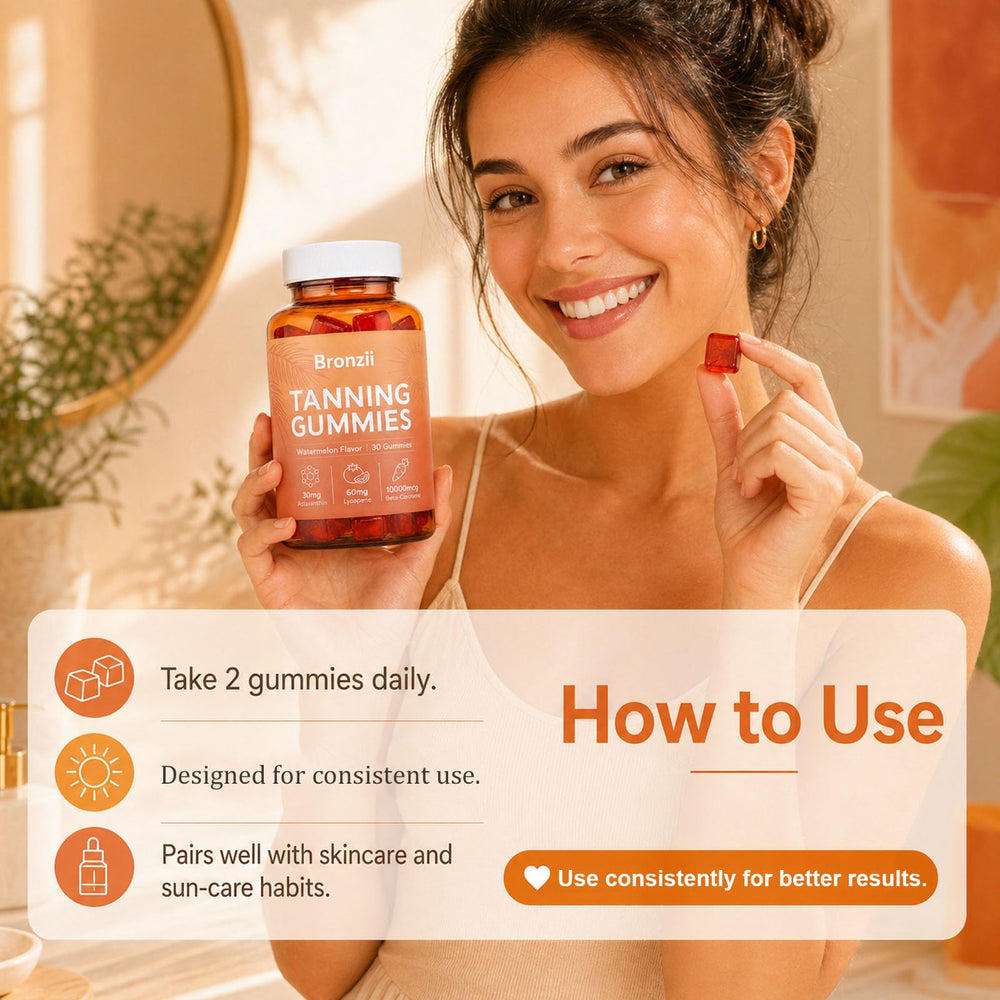 Jfsyb Bronzii botanical ingredient display emphasizing natural carotenoids