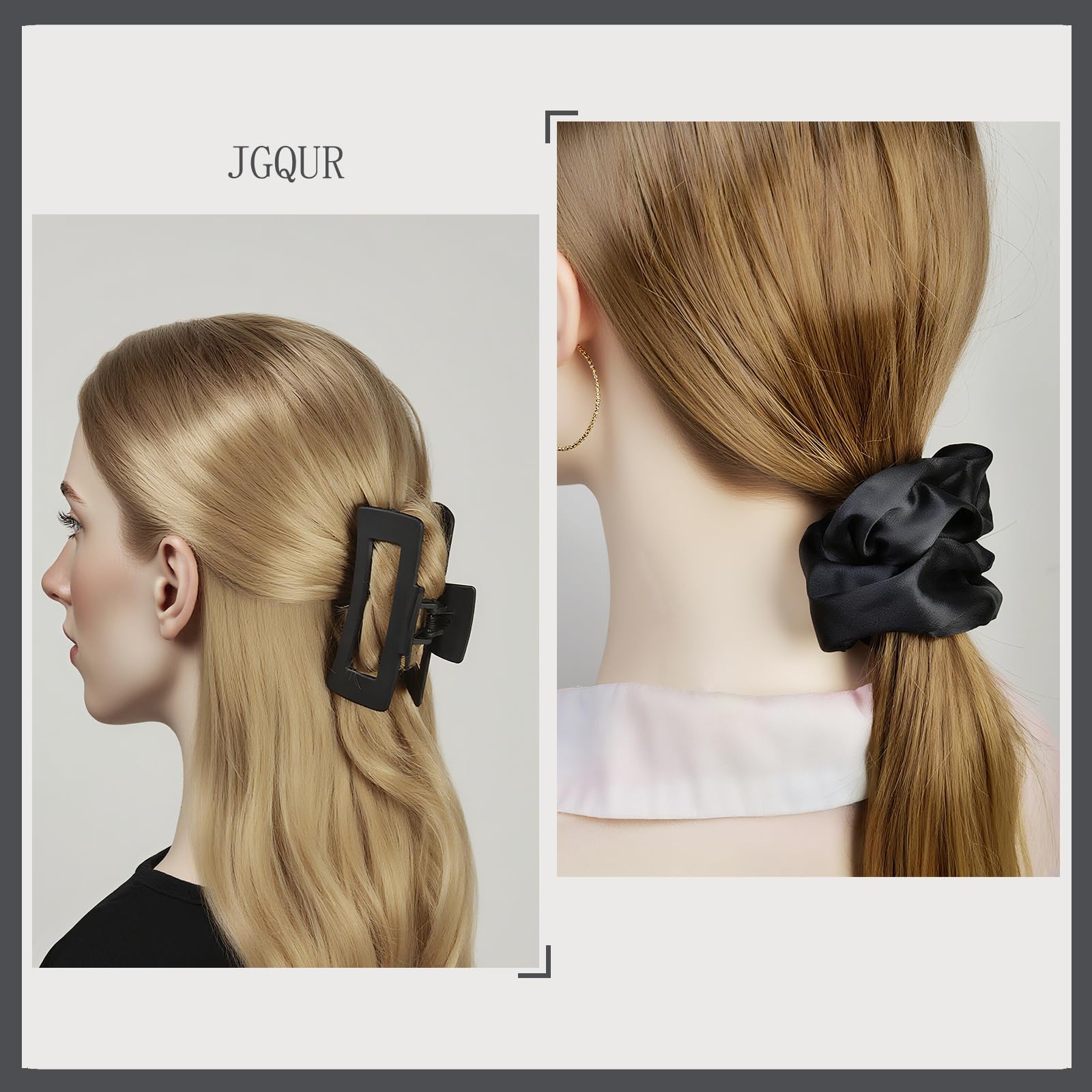 JGQUR clips worn in half-up style for comfortable hold