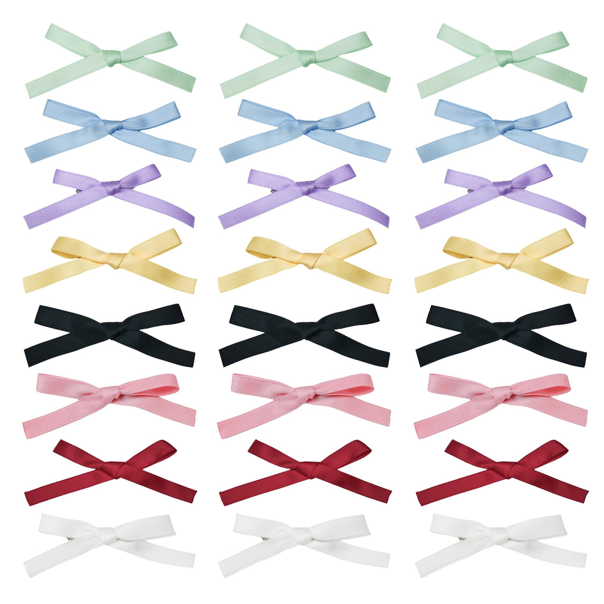 JGQUR front view of 24-piece bow pack shows color variety and portability benefit