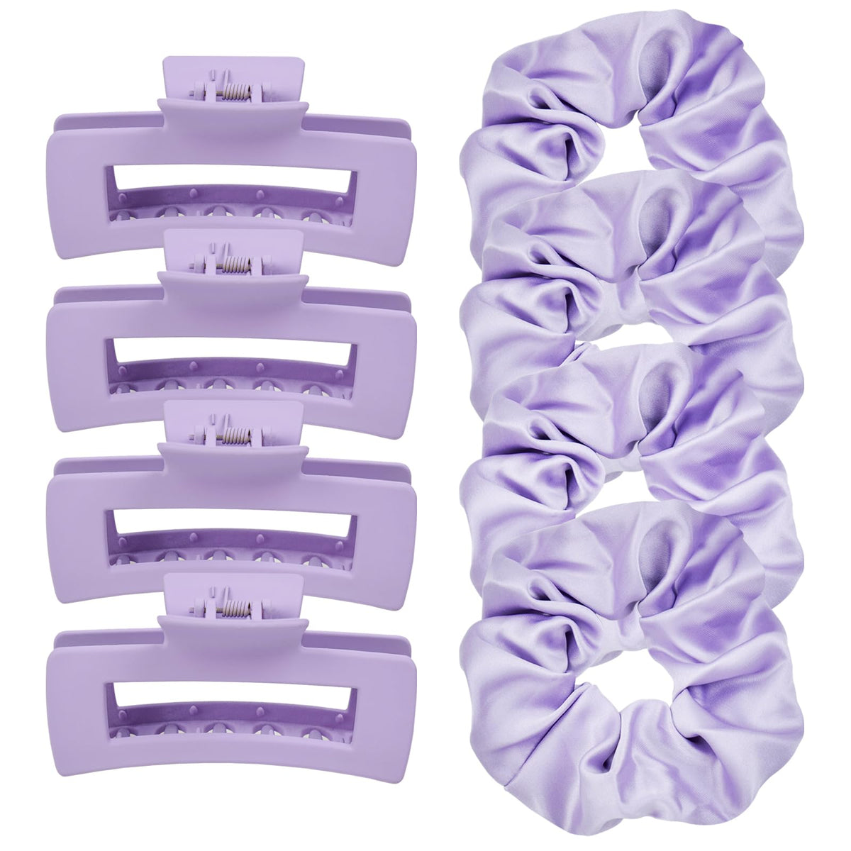 JGQUR lilac set front packaging showing clips and scrunchies for easy styling